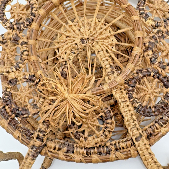 Woven Wicker Wire Napkin Mail Holder Pine Needle Vintage 60s Boho 6" - Picture 8 of 11